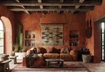 15 Stunning Western Room Ideas: Transform Your Space Into A Ranch Home A beautifully designed western room showcasing stunning western room ideas with rustic furniture, cowhide rugs, and western art.